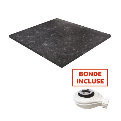 Receveur de douche résine de synthèse Nola Terrazzo Noir 80x80
